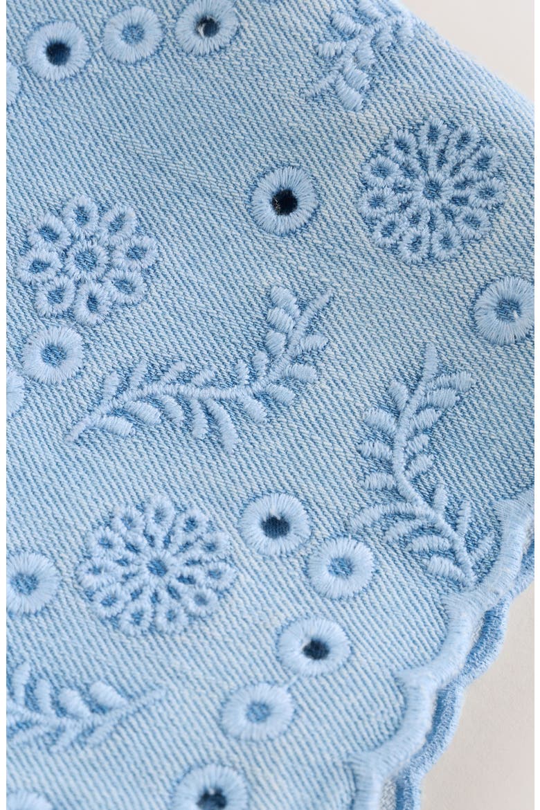 Pointelle T-Shirt & Eyelet Denim Overalls Set, Alternate, color, BLUE