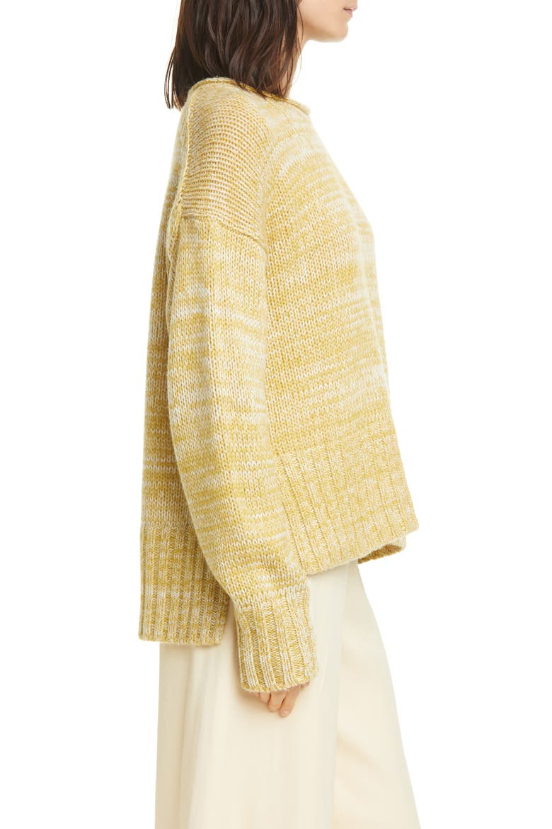 Camuto Marled Slit Sweater, Alternate, color, OFF WHITE/ MOSS GLOW