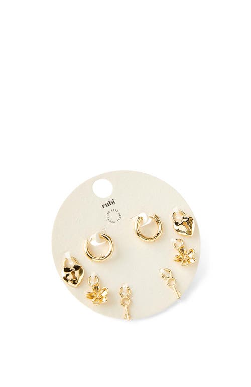 Rubi Shoes Charm Huggie Set In Up Heart Floral Multi Charm