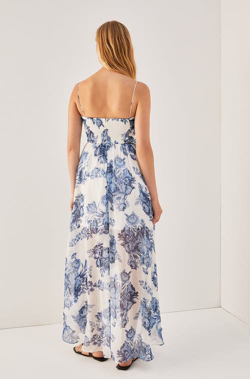 REBECCA TAYLOR REBECCA TAYLOR ROSARIUM FLEUR SILK LINEN MAXI DRESS