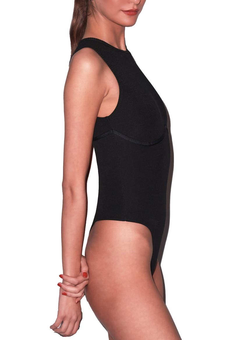 Hourglass Rib Bodysuit, Alternate, color, Black