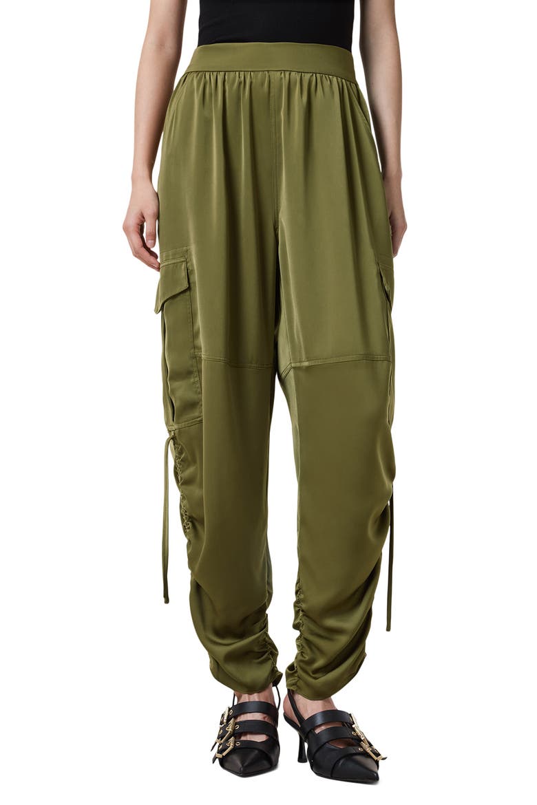 Kaye Ruched Cargo Pants, Main, color, KHAKI GREEN