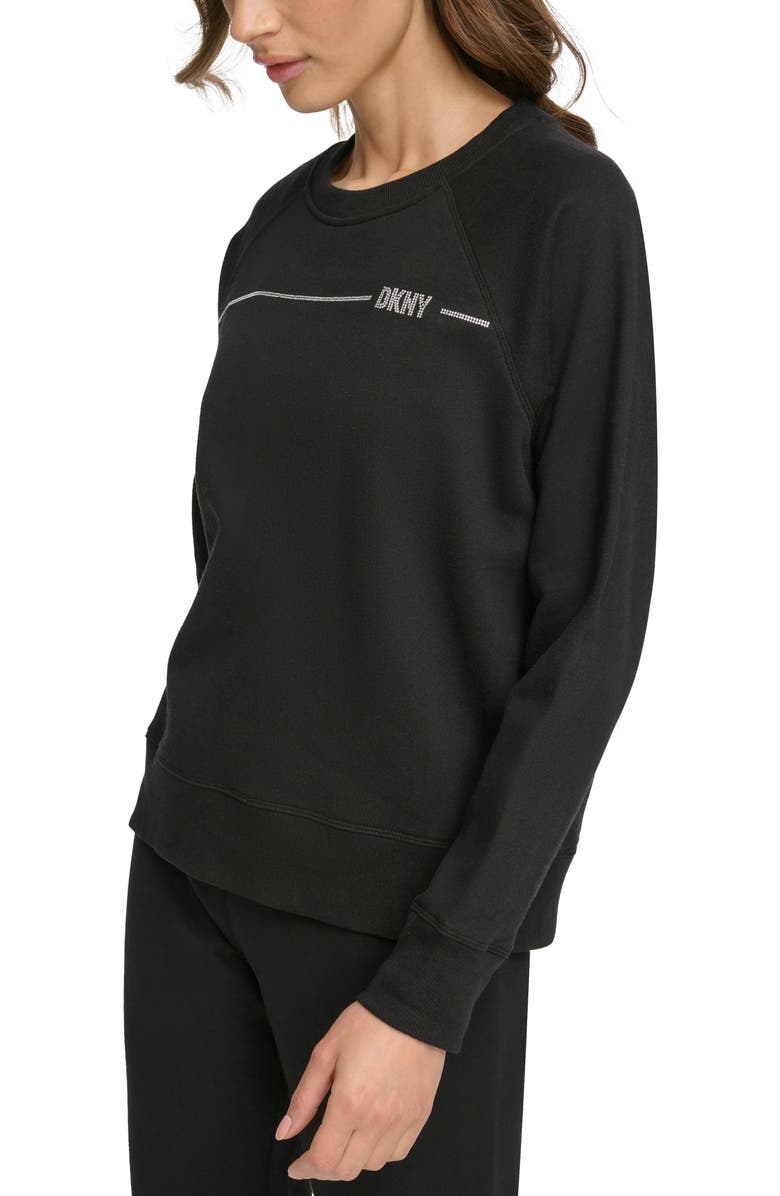 DKNY Rhinestone Stripe Logo Raglan Sleeve T-Shirt, Alternate, color, 