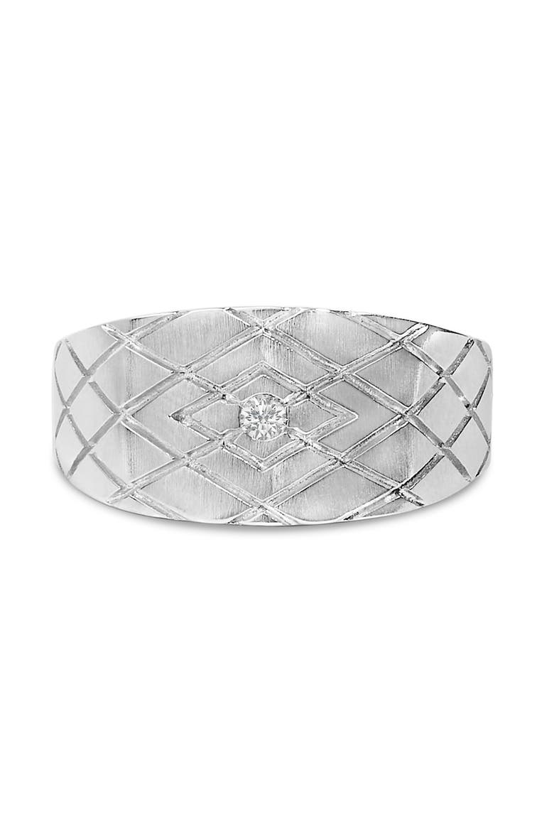 Sterling Silver Diamond Accent Geometric Band Ring, Main, color, Silver