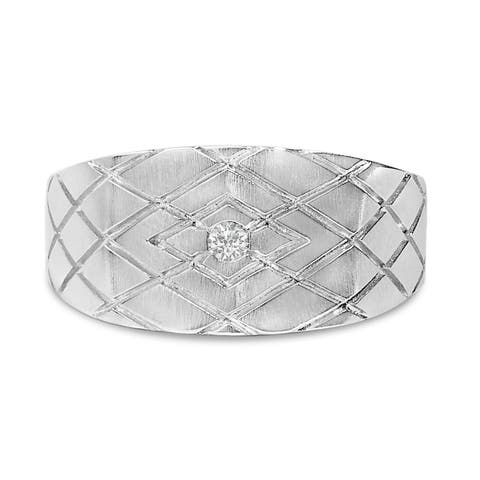 Sterling Silver Diamond Accent Geometric Band Ring