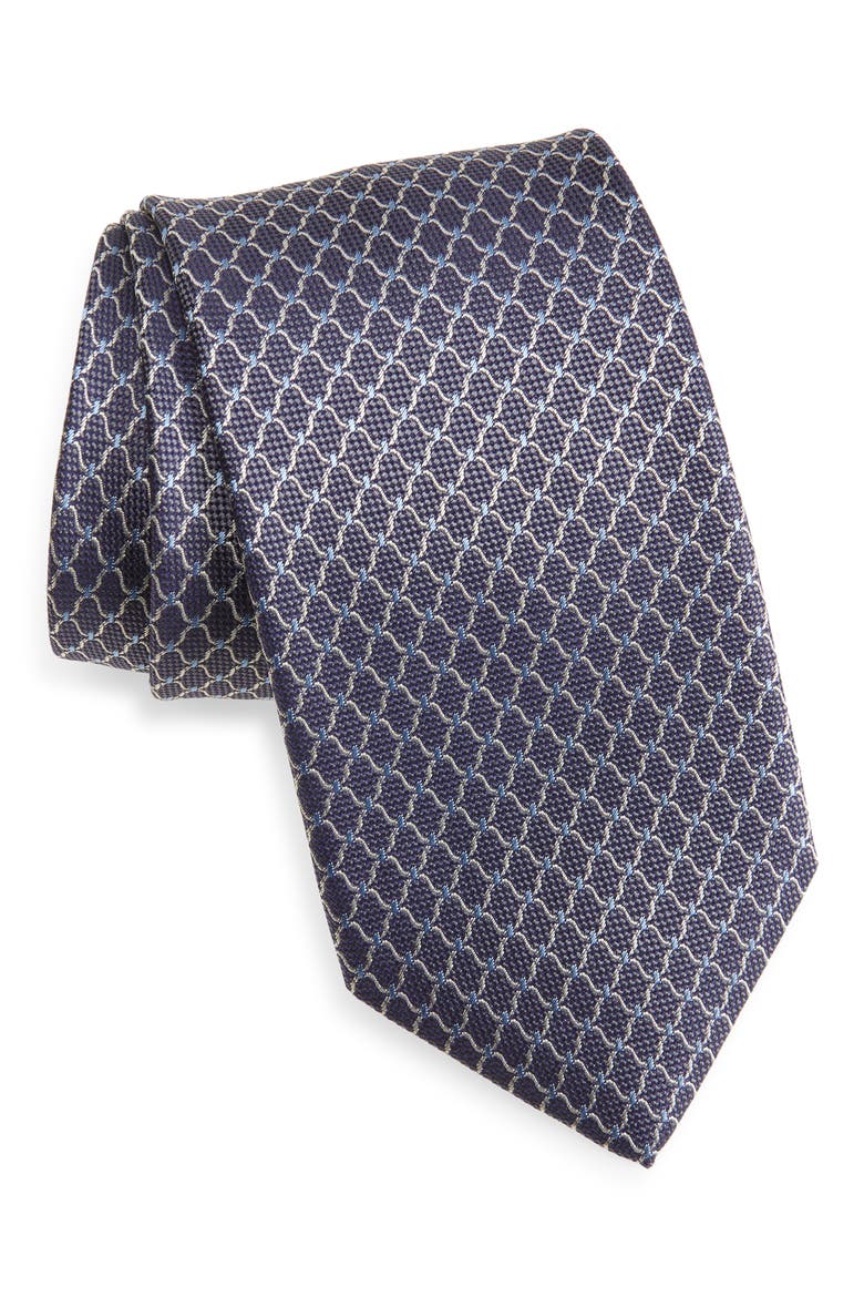 Neat Silk Tie, Main, color, GRAY