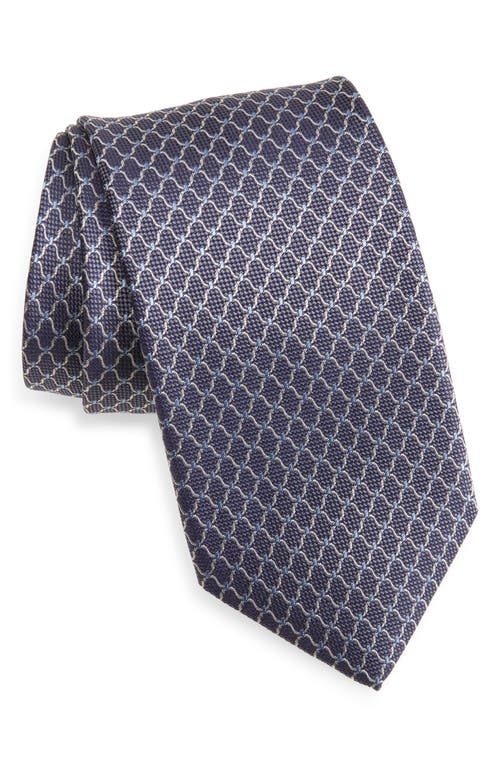 David Donahue Neat Silk Tie In Blue