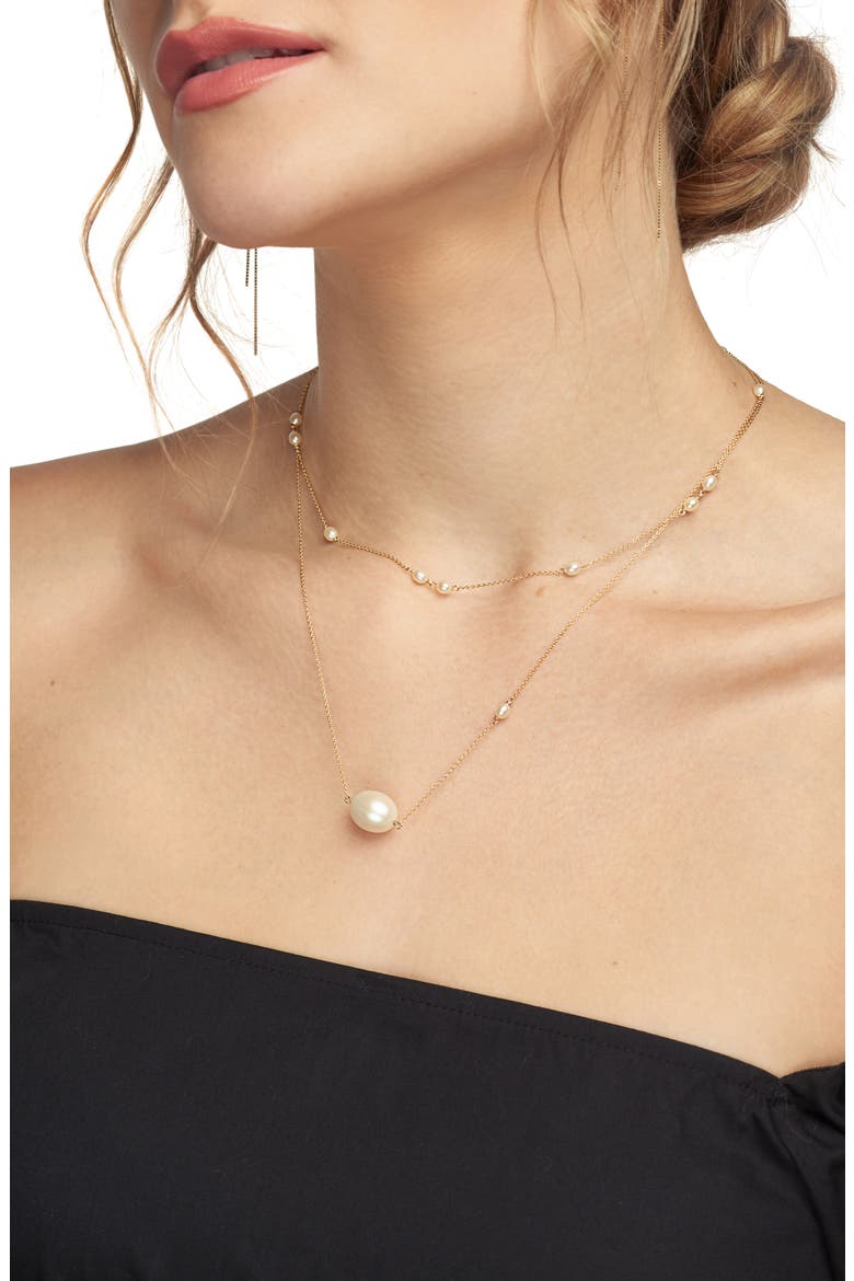 Baroque Cultured Pearl Pendant Necklace, Alternate, color, YELLOW GOLD