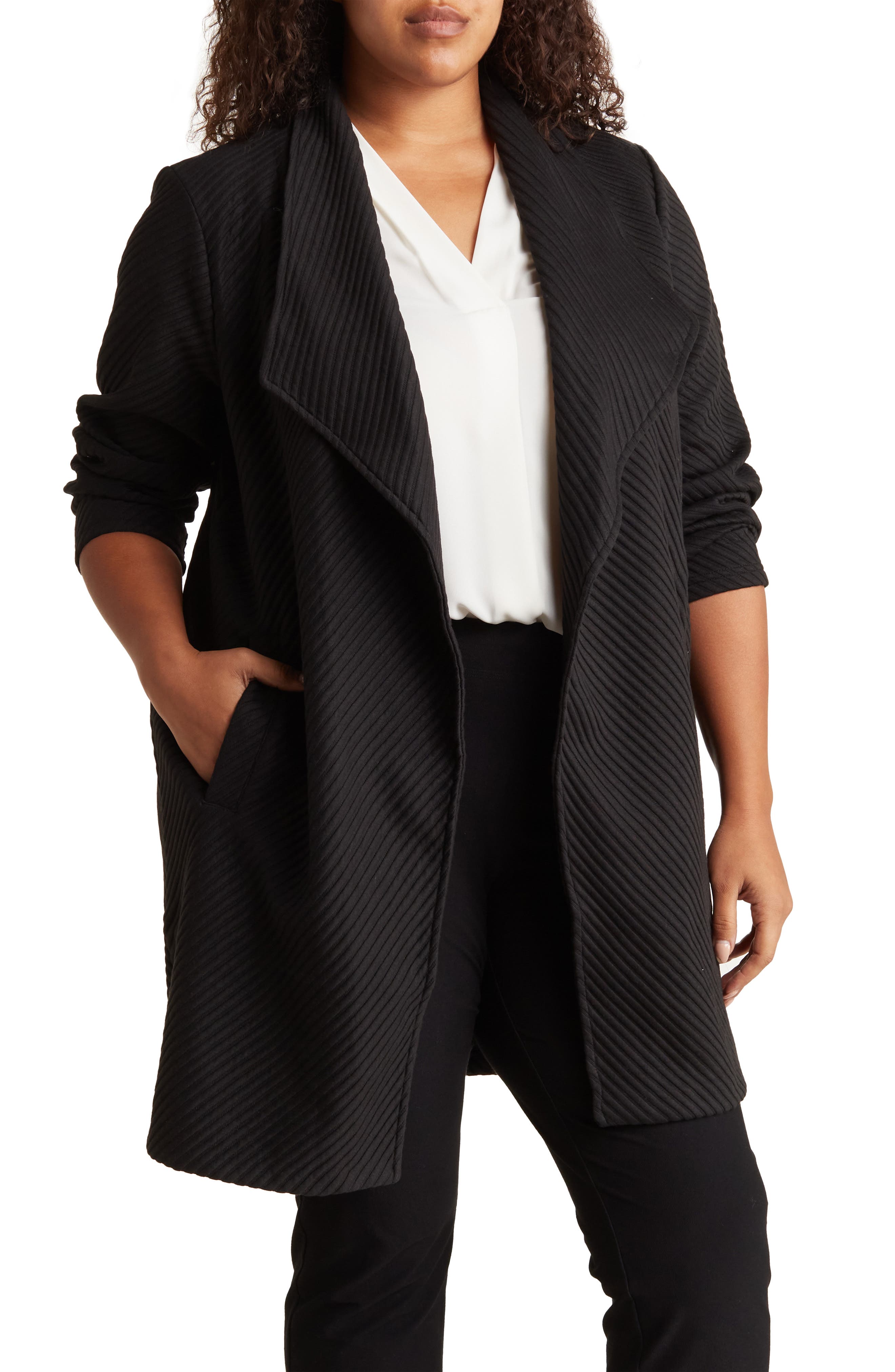 T Tahari Ottoman Waterfall Knit Topper