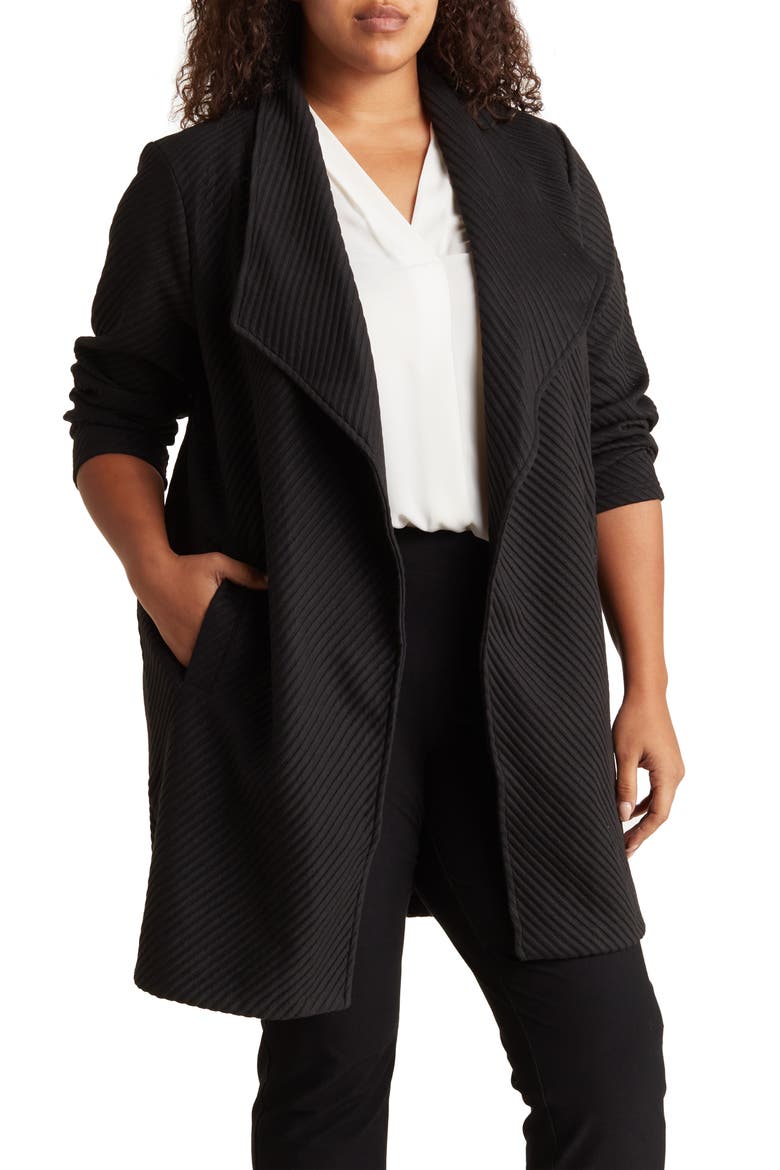Ottoman Waterfall Knit Topper, Main, color, BLACK