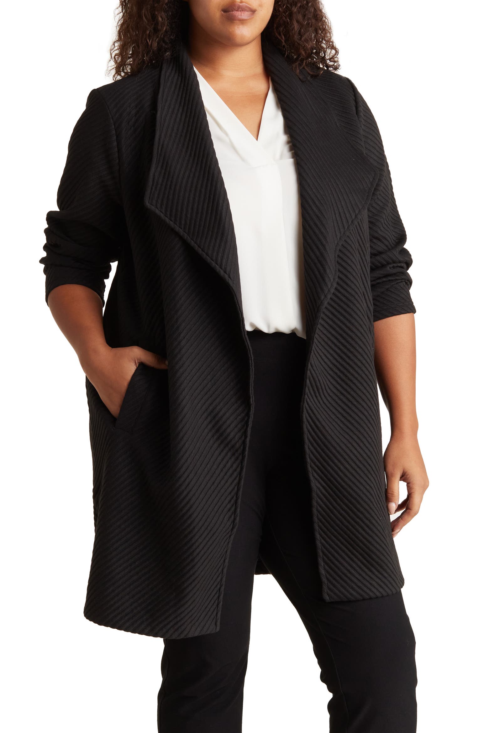 T Tahari Ottoman Waterfall Knit Topper (Women) | Nordstromrack