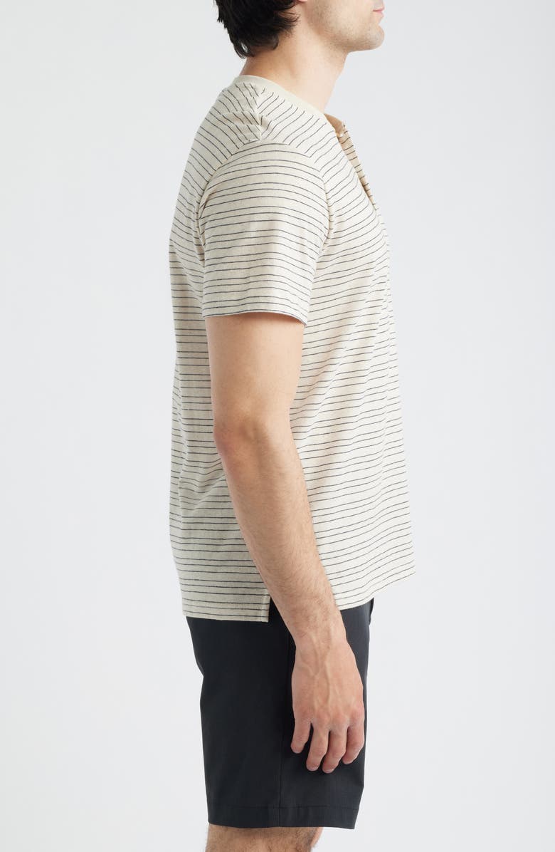 34 Heritage Pinstripe Cotton & Linen Henley, Alternate, color, Beige