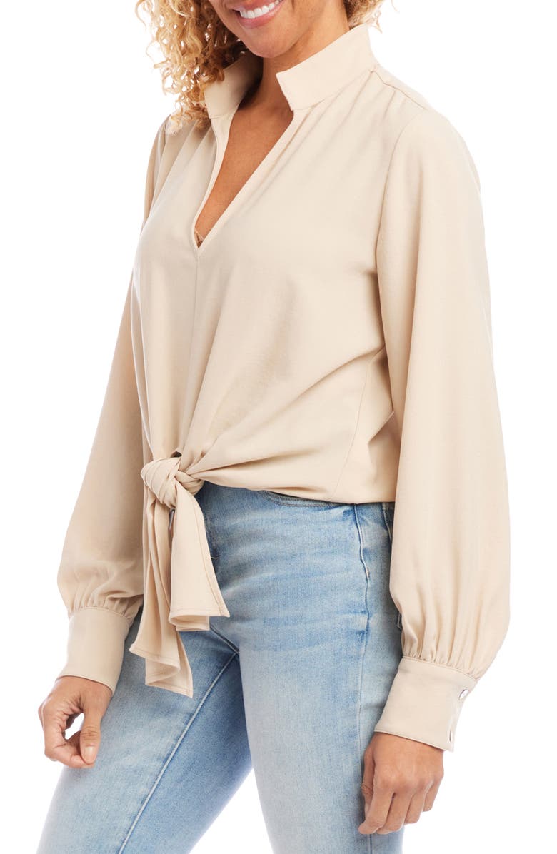 Karen Kane Tie Front Crepe Top, Alternate, color, 