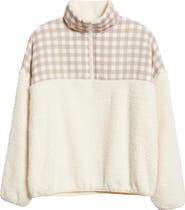 HAPPY CAMP3R Gingham Aria Colorblock Quarter Zip Pullover