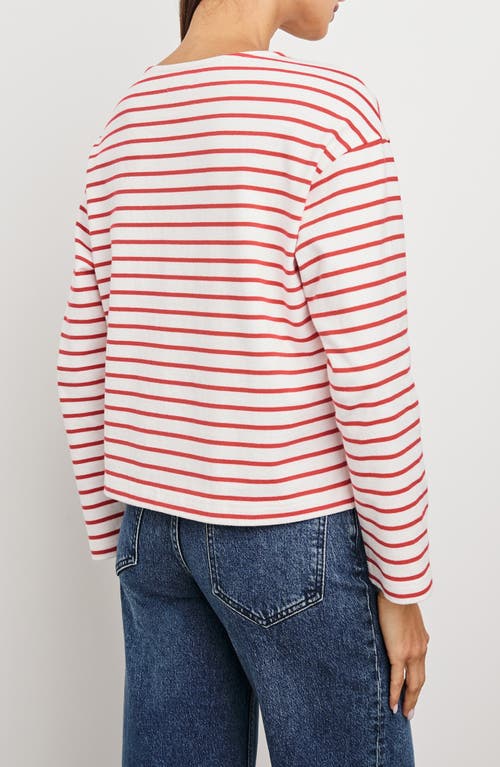 Rails Macy Stripe Long Sleeve Cotton Top In Cherry Stripe