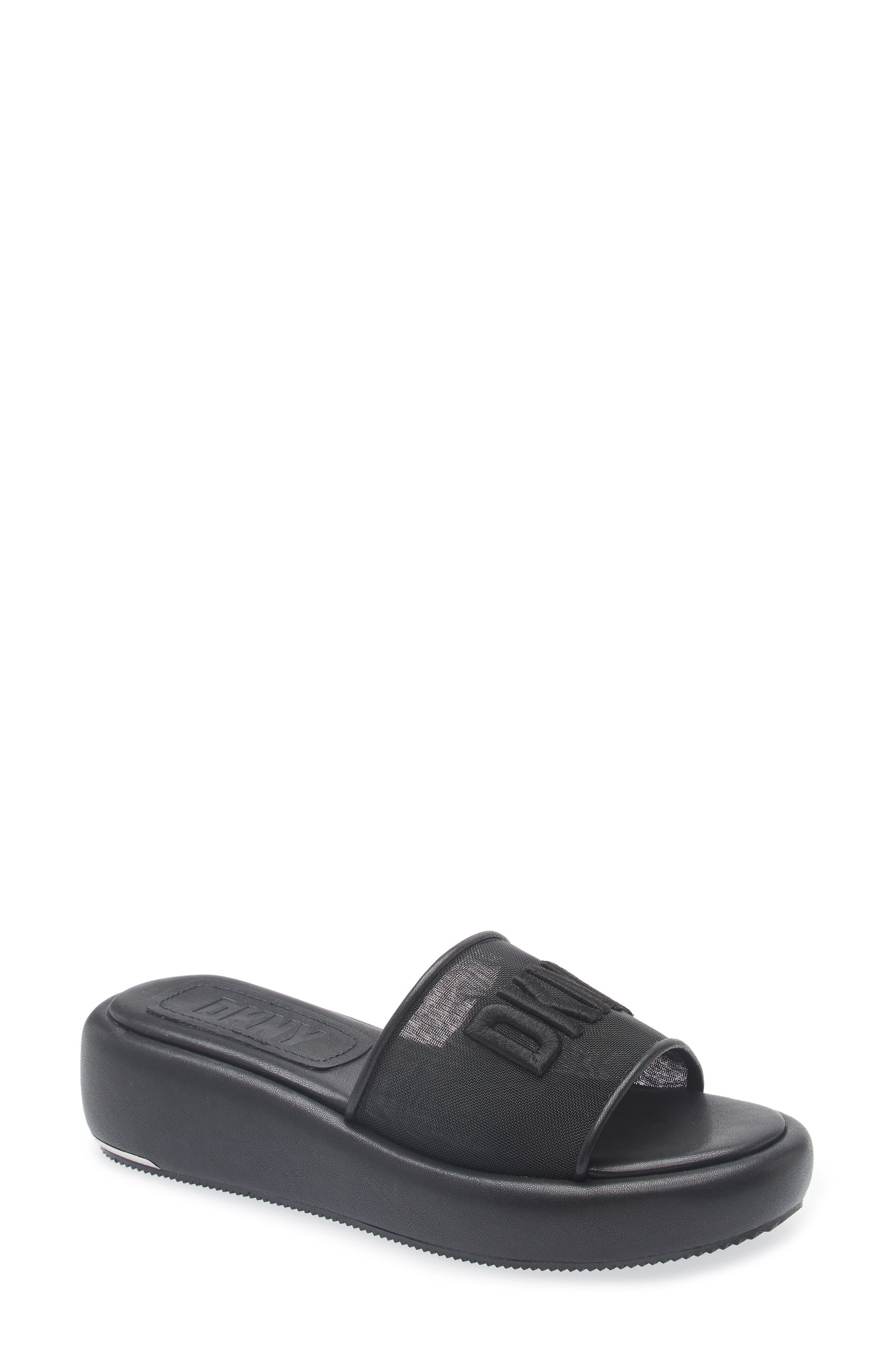 DKNY Odina Platform Slide Sandal, Main, color, Black