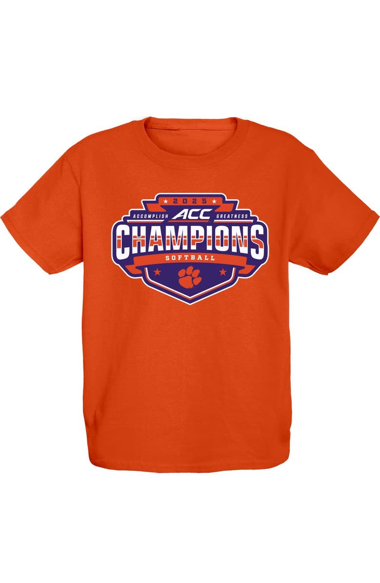 BLUE 84 Youth Blue 84  Orange Clemson Tigers 2025 ACC Softball Conference Tournament Champions Locker Room T-Shirt, Main, color, 