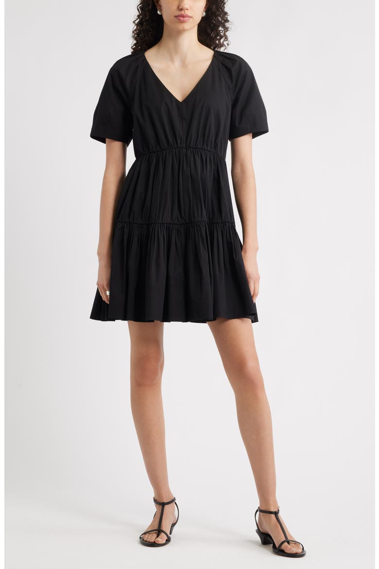 Tiered Minidress, Main, color, BLACK