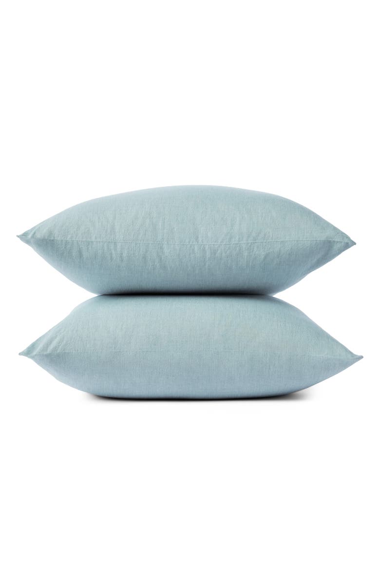 Coyuchi Organic Cotton Crinkled Percale Set of 2 Pillowcases, Main, color, Surf Chambray