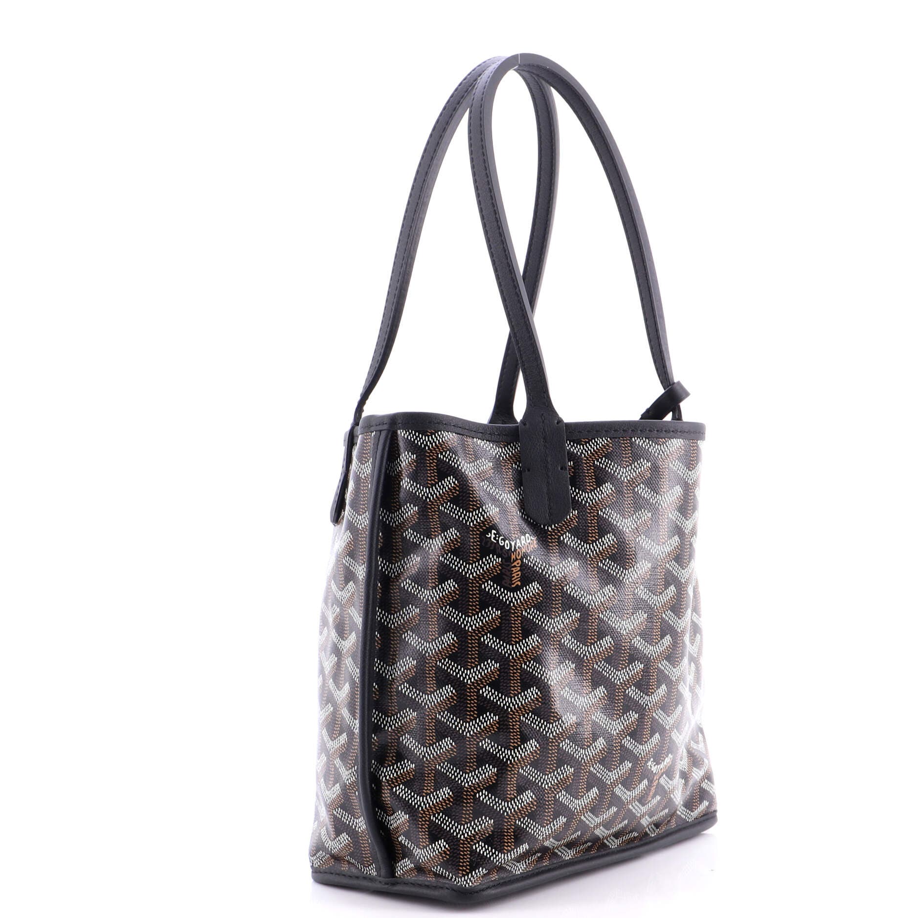 Pre-Owned Goyard Anjou Reversible Tote Coated Canvas Mini, Alternate, color, Black