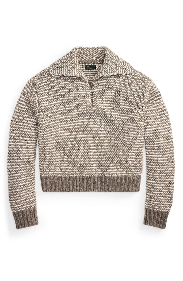 Polo Ralph Lauren Striped Cotton & Wool Blend Sweater, Alternate, color, Stone Grey/ Cream Stripe
