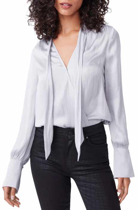PAIGE Saffron Tie Neck Wrap Front Bodysuit