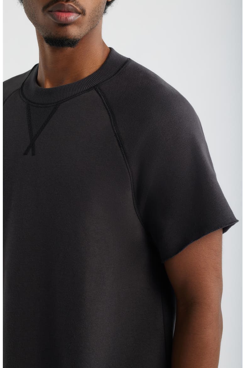 Fleece Short Sleeve Sweatshirt, Alternate, color, BLACK FADED