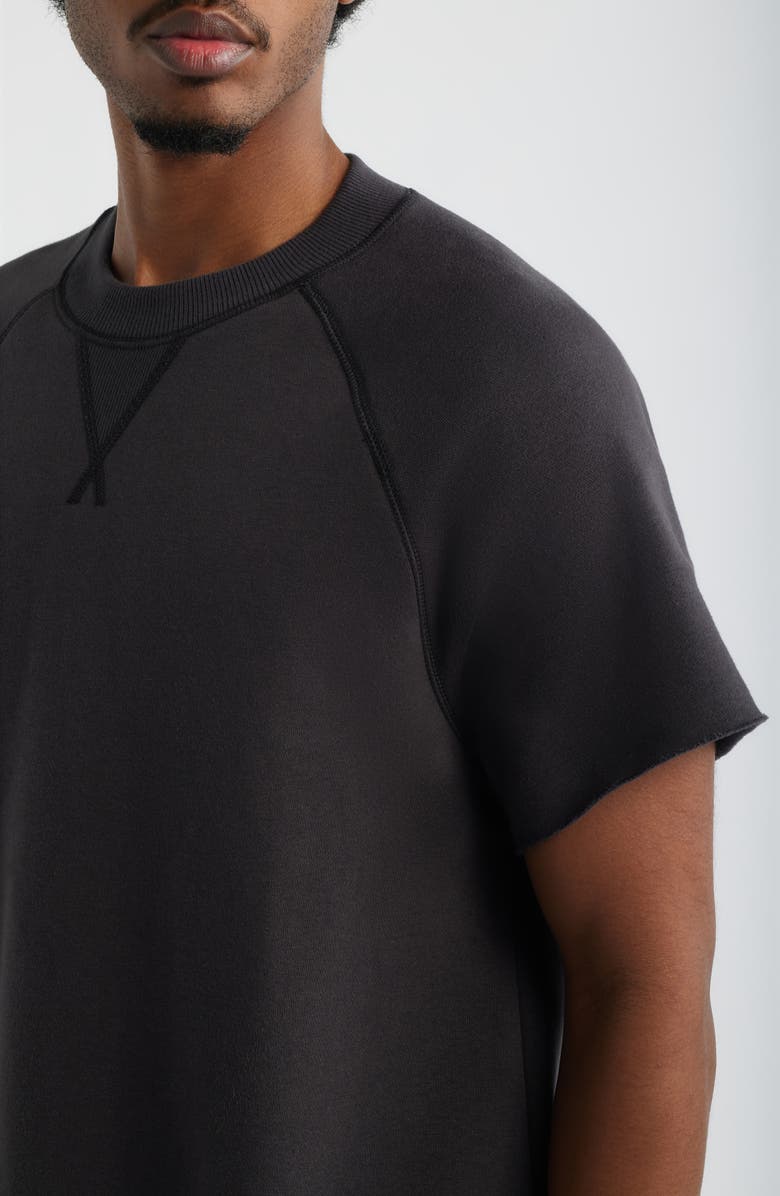 BP. Fleece Short Sleeve Sweatshirt, Alternate, color, Black Faded