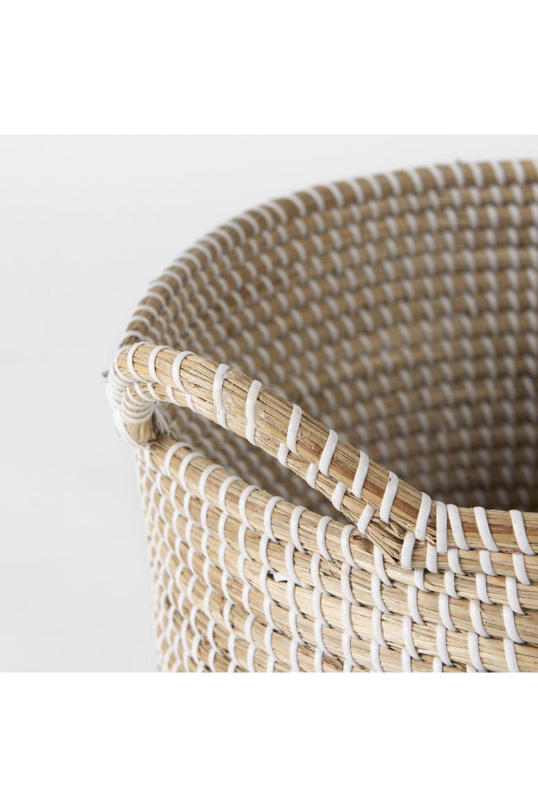 Maddie Set of 3 Seagrass Round Basket  with Handles, Alternate, color, Brown