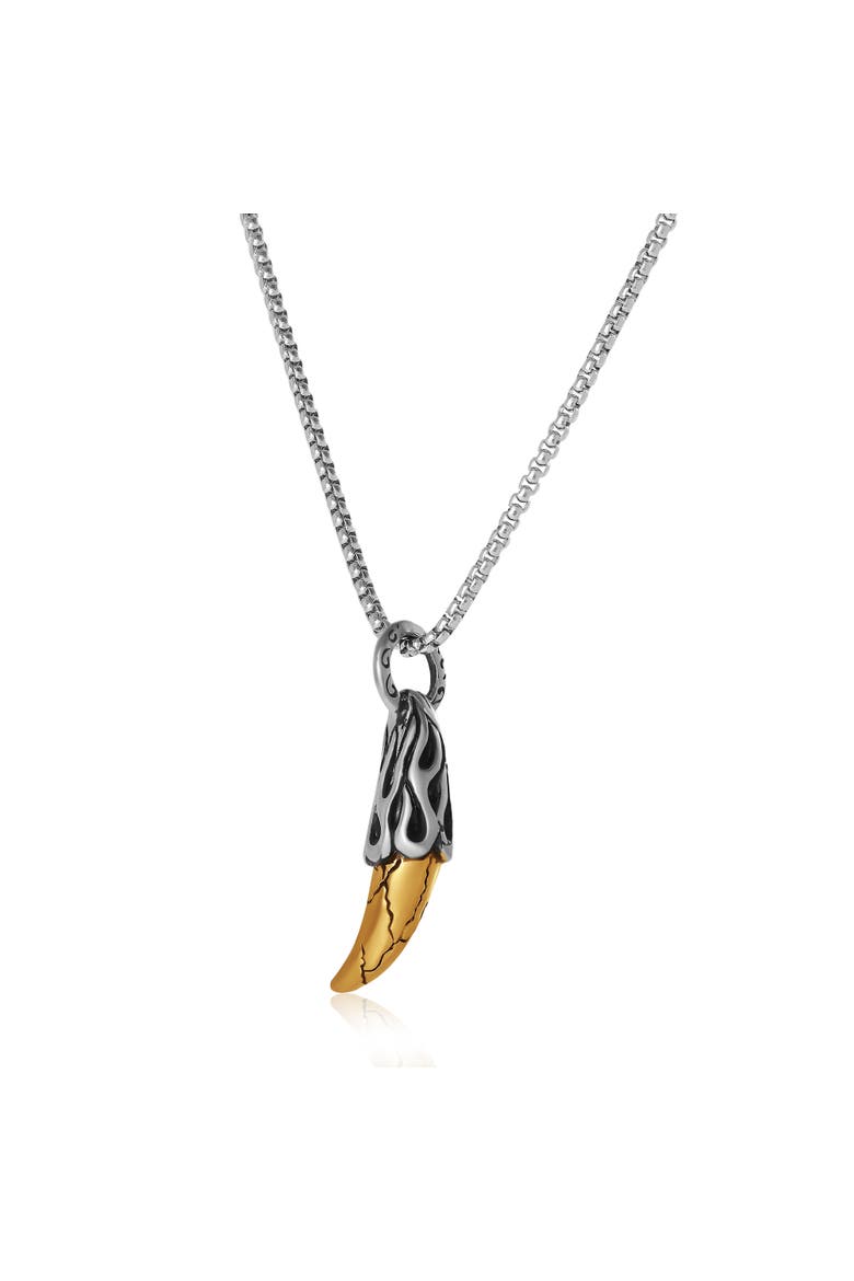Men's Claw Pendant Necklace, Two-Tone Stainless Steel on 22'' Box Chain, Alternate, color, Silver