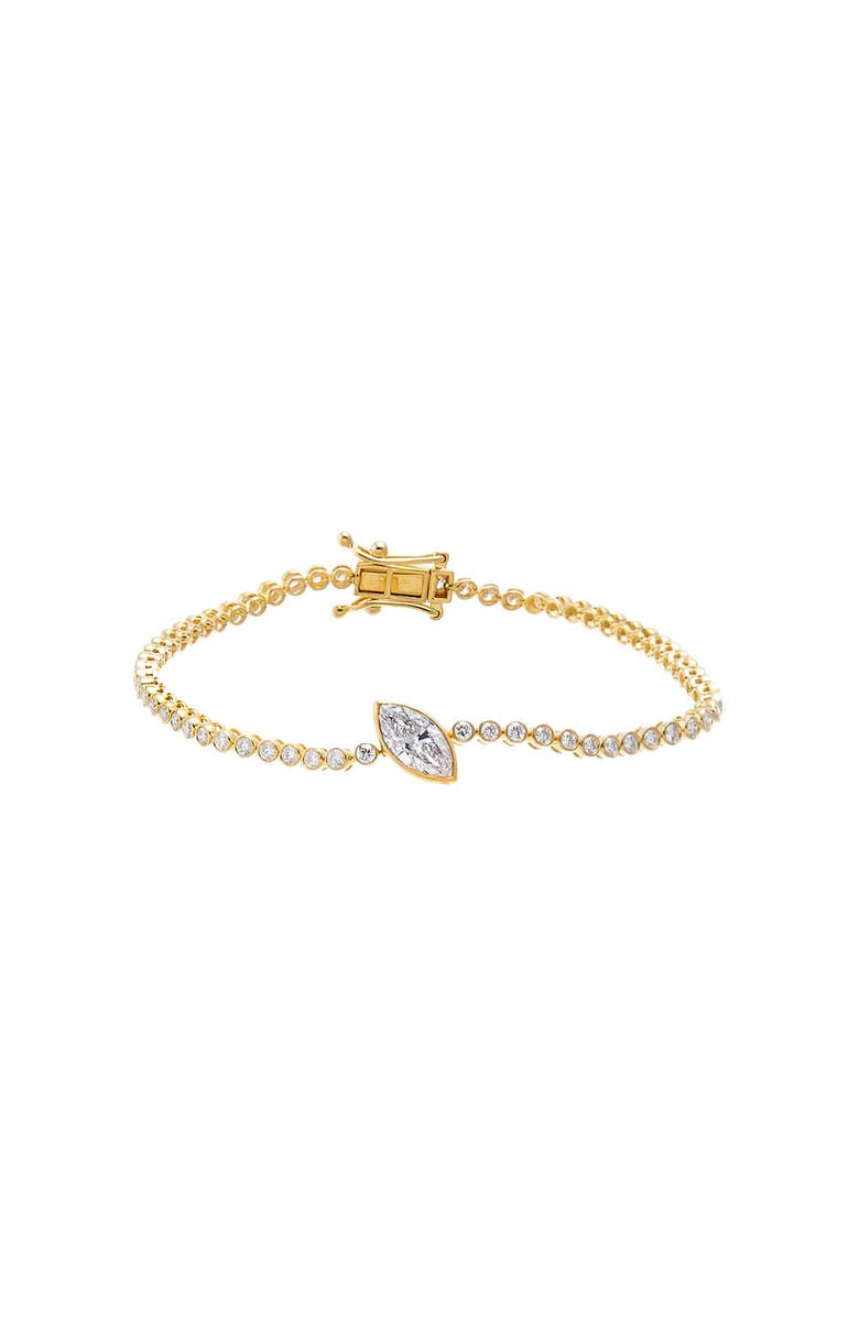 BY ADINA EDEN Lab Grown Diamond Bezel Marquise Accent Tennis Bracelet, Main, color, Gold