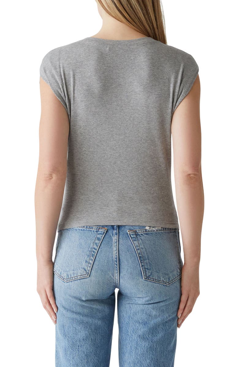 Michael Stars Tati Power Shoulder Rib Top, Alternate, color, Heather Grey