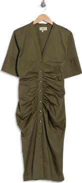 JBQ Ameli Ruched Cotton Midi Dress