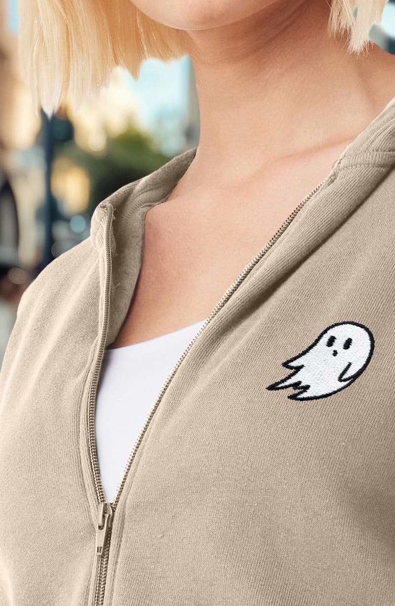 Dalix Ghost Fleece Zip Hoodie, Alternate, color, Tan