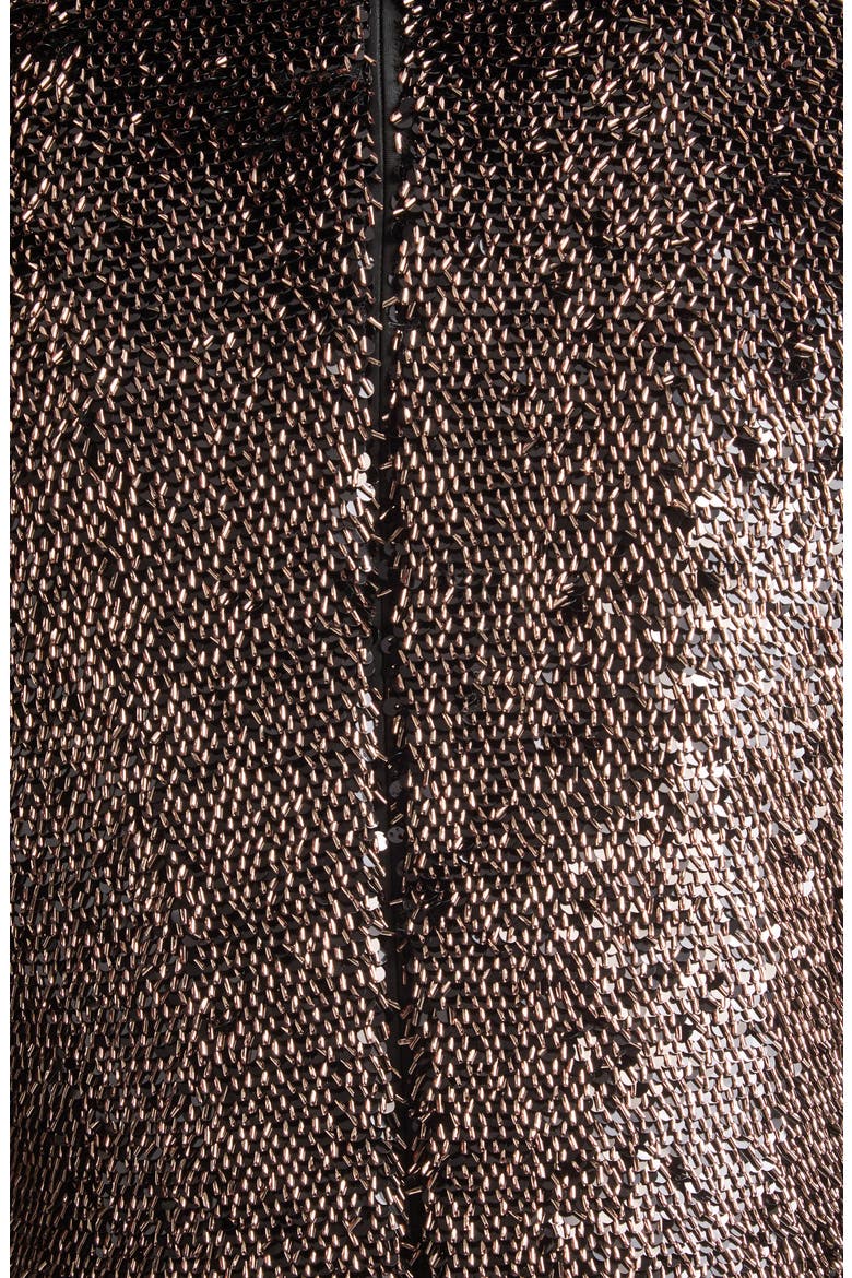 Sylee Sequin Mock Neck Minidress, Alternate, color, COPPER BLACK