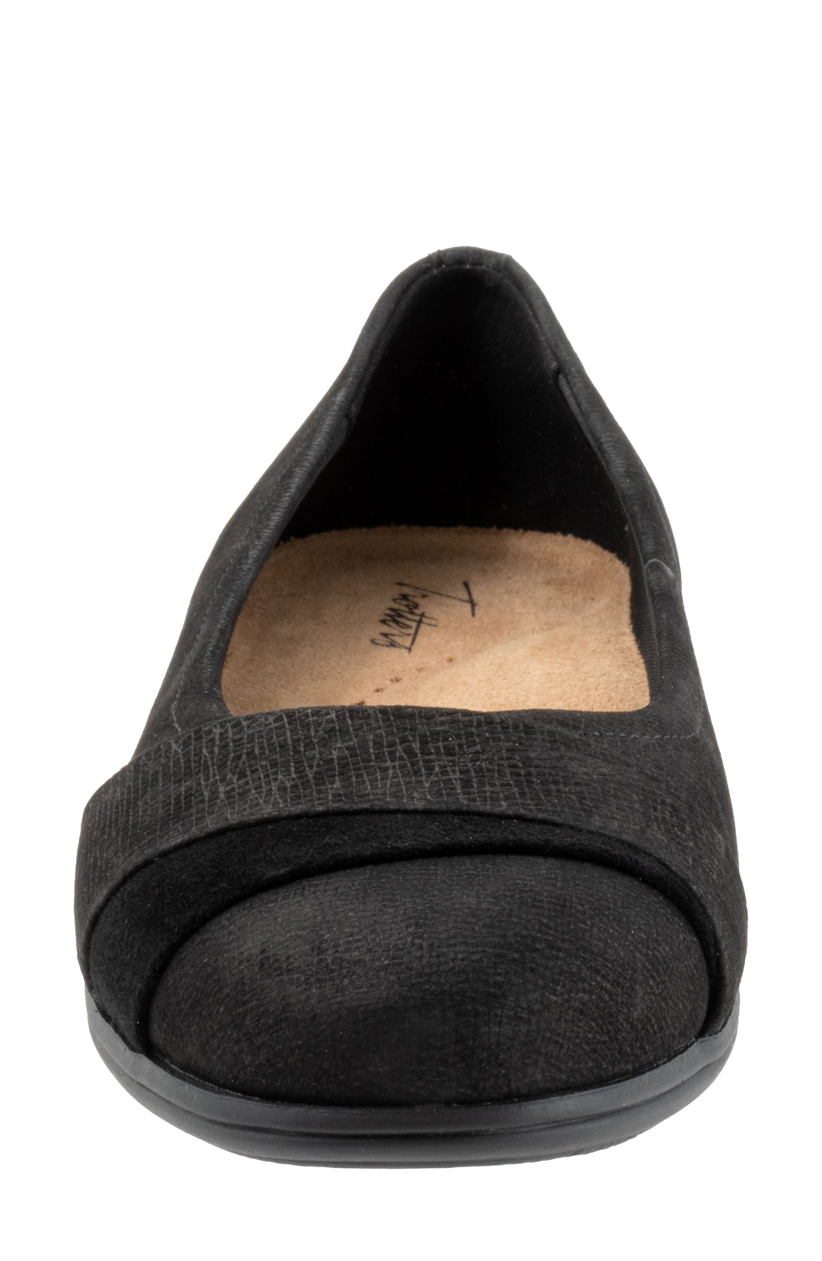 Danni Leather & Suede Flat, Alternate, color, BLACK NUBUCK