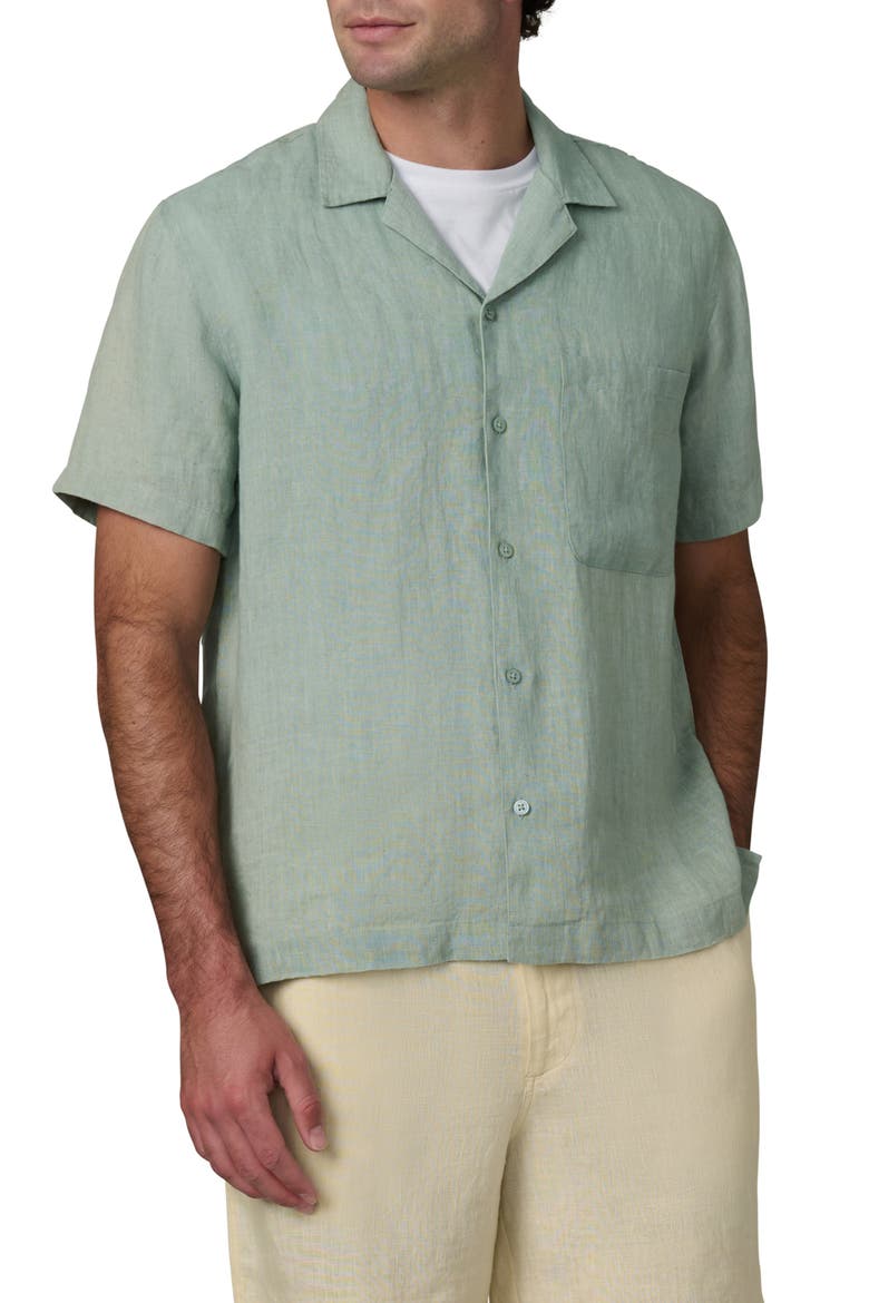 Slub Cotton Camp Shirt, Main, color, GREEN