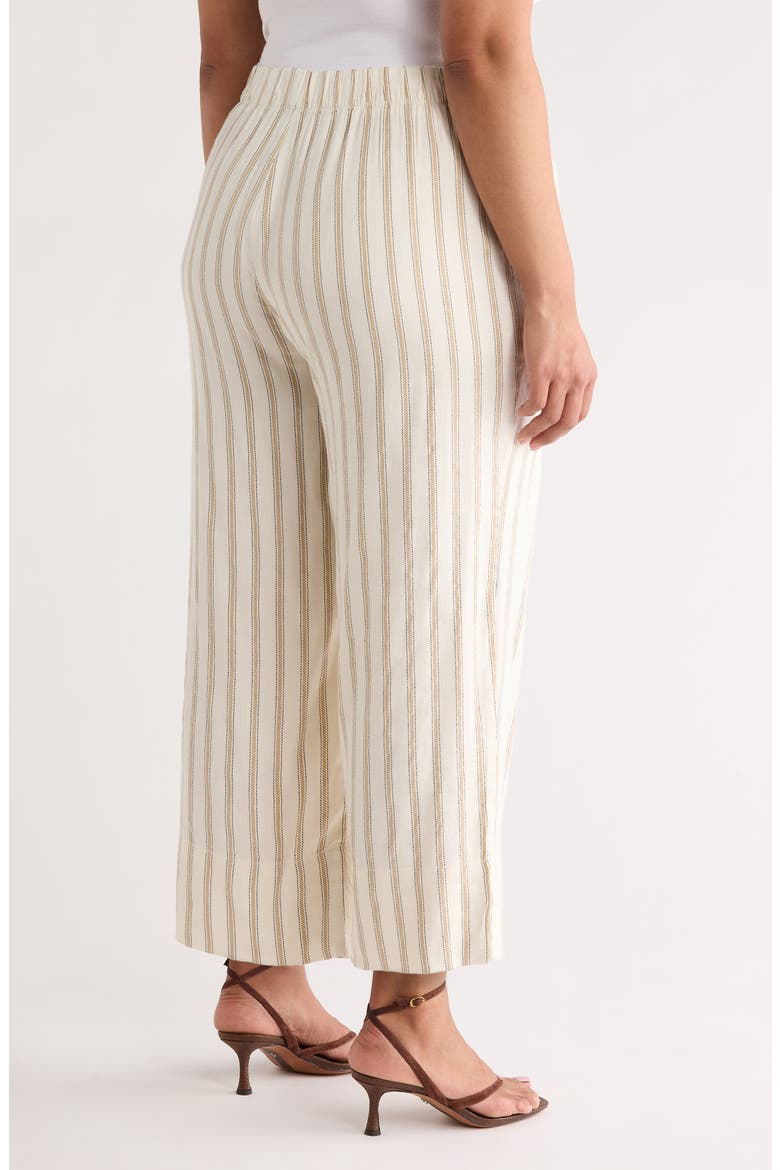 Stripe Pull-On Crop Wide Leg Pants, Alternate, color, CREAM/ TAN STRIPE
