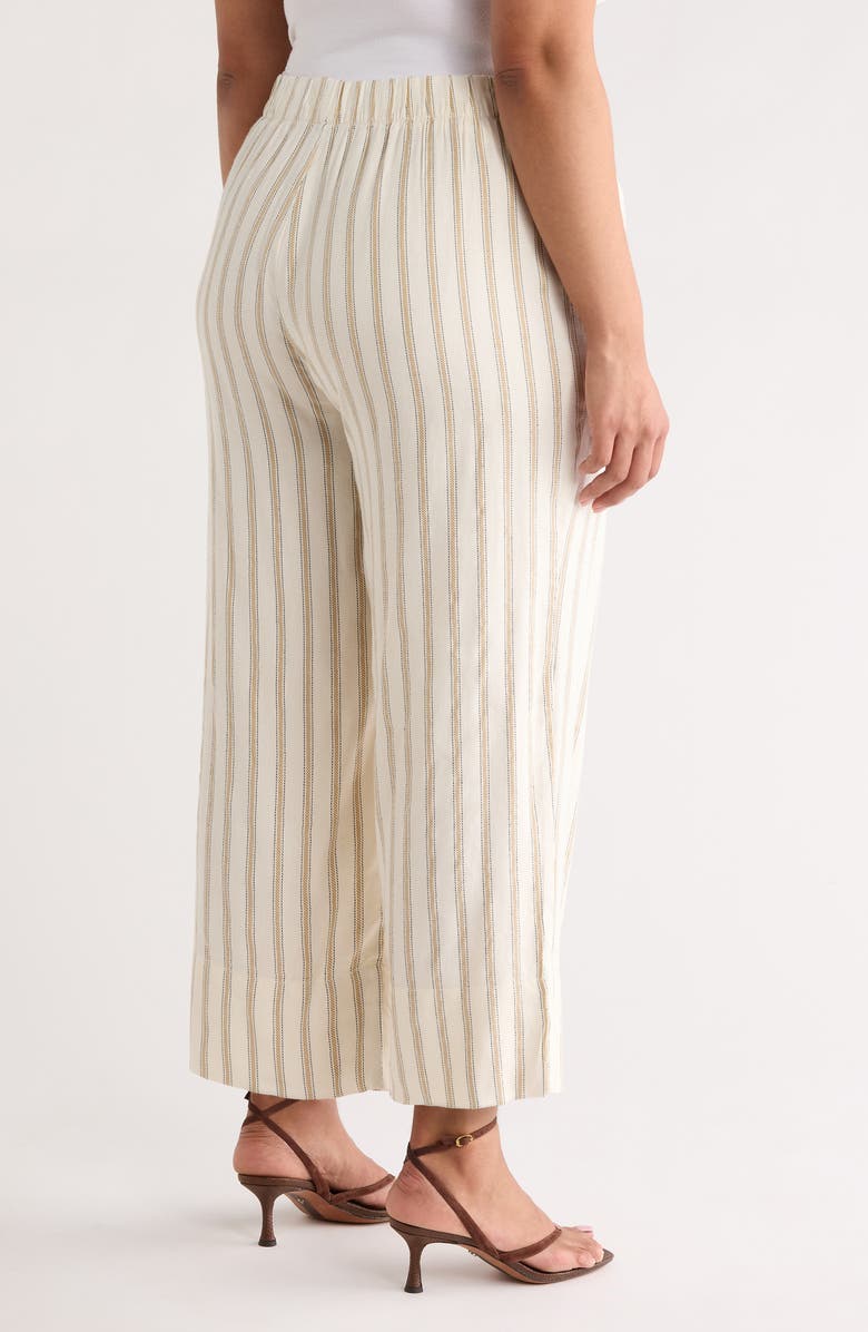 Liverpool Los Angeles Stripe Pull-On Crop Wide Leg Pants, Alternate, color, Cream/ Tan Stripe