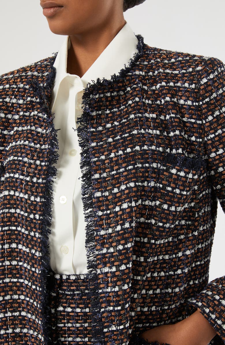 Marina Rinaldi Fervida Tweed Jacket, Alternate, color, Blue Brown
