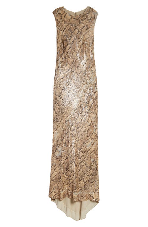 DRIES VAN NOTEN DRIES VAN NOTEN SNAKESKIN EFFECT SEQUIN GOWN 