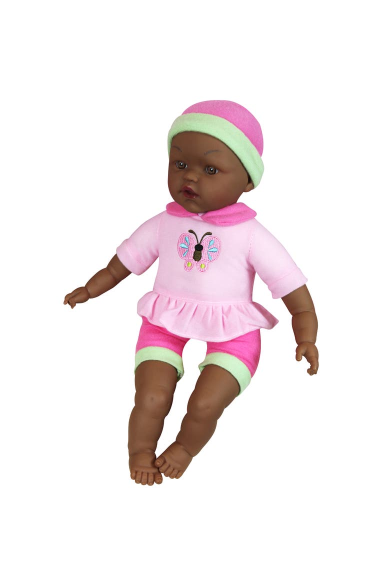 Umbrella Stroller & 16 Inch African American Doll, Pink & Green Butterfly, Alternate, color, Multicolored