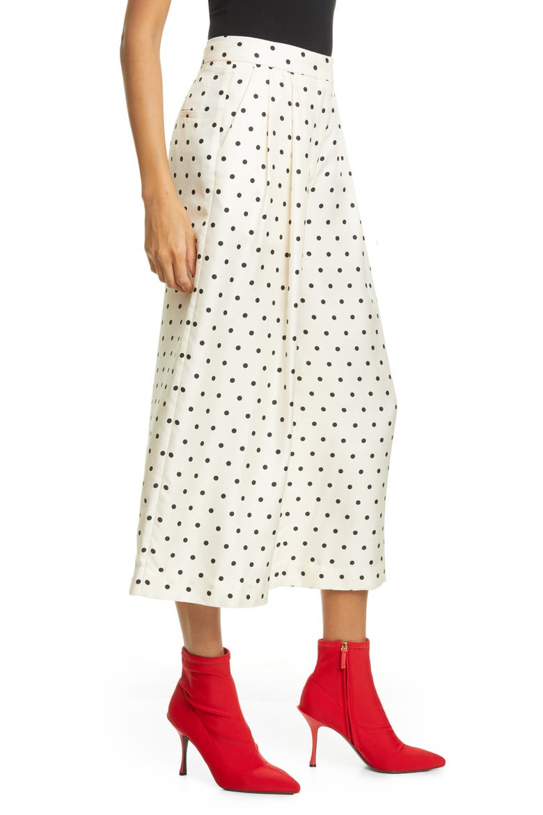 Pleated Polka Dot Silk Culottes, Alternate, color, POLKA DOT IVORY/BLACK