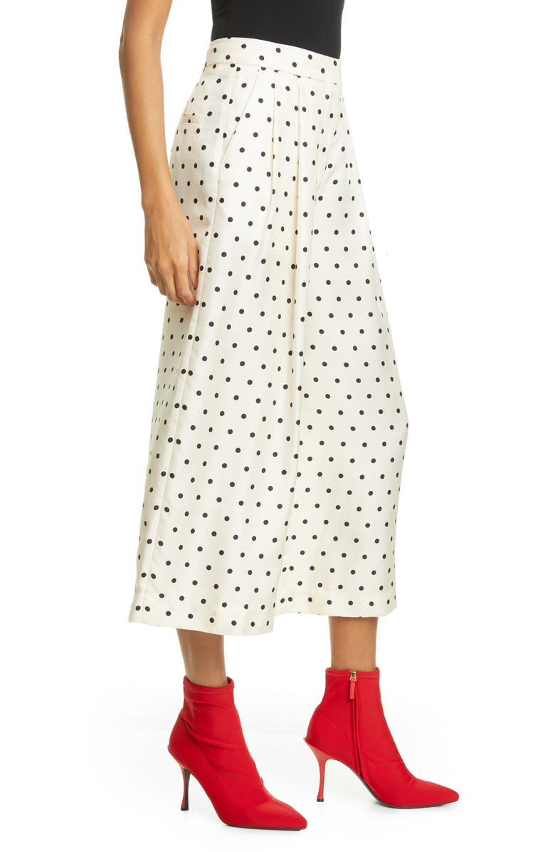Adam Lippes Pleated Polka Dot Silk Culottes, Alternate, color,