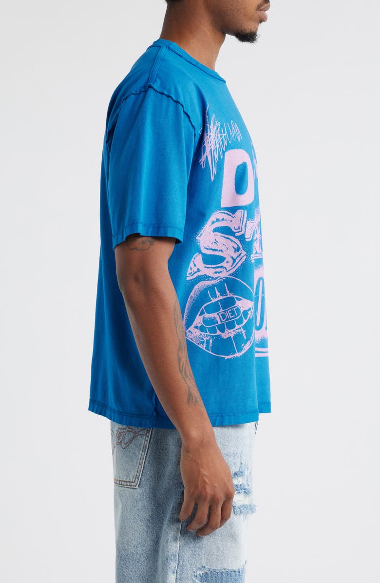 DIET STARTS MONDAY Spray Paint Cotton Graphic T-Shirt, Alternate, color, Washed Navy