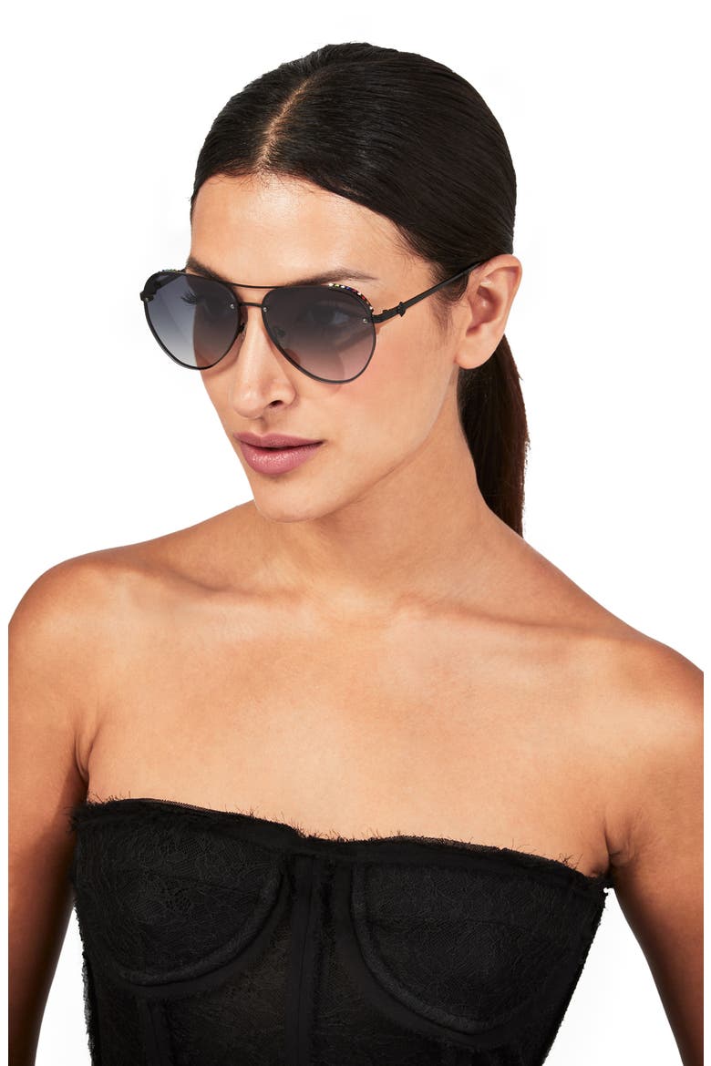60mm Aviator Sunglasses, Alternate, color, BLACK/ GRAY GRADIENT