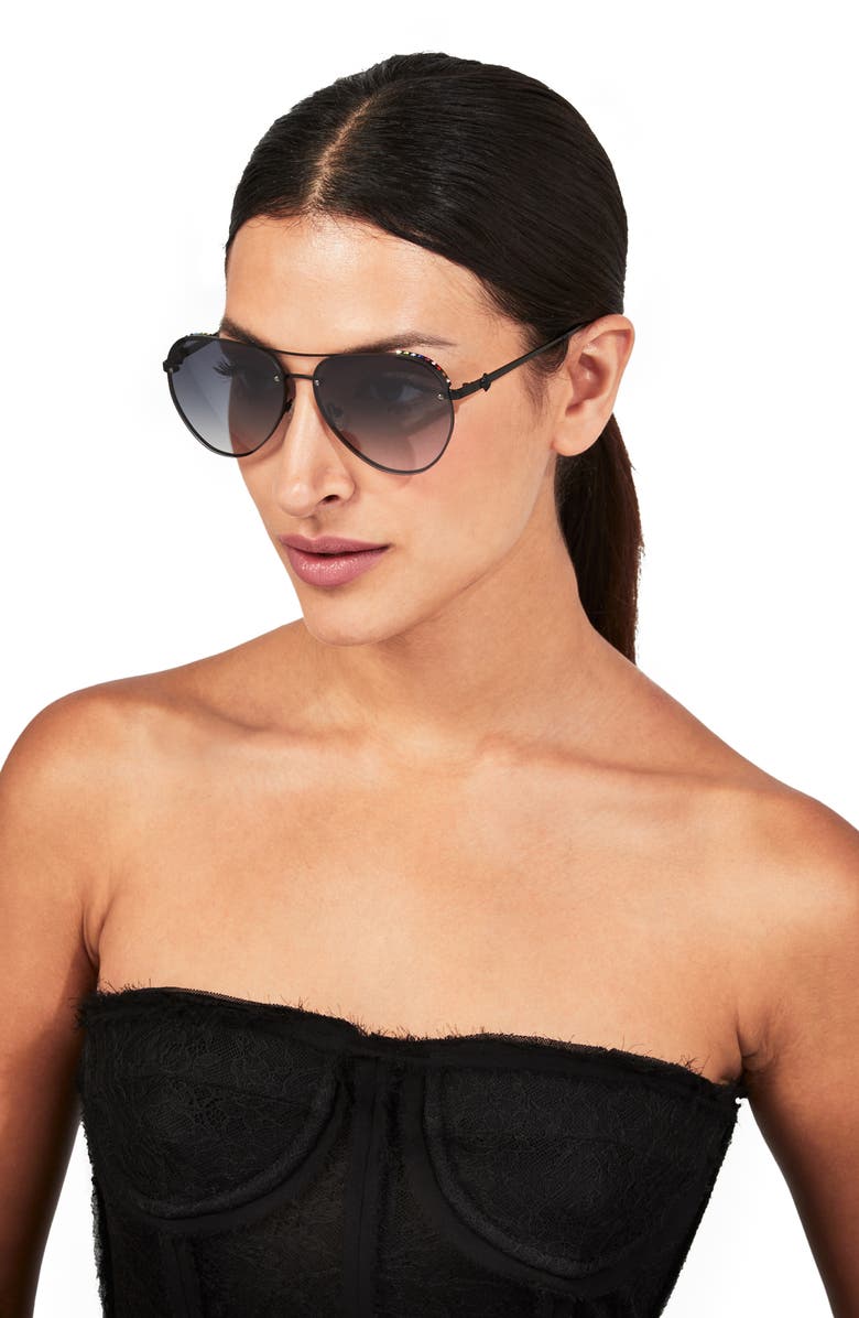 Kurt Geiger London 60mm Aviator Sunglasses, Alternate, color, Black/ Gray Gradient