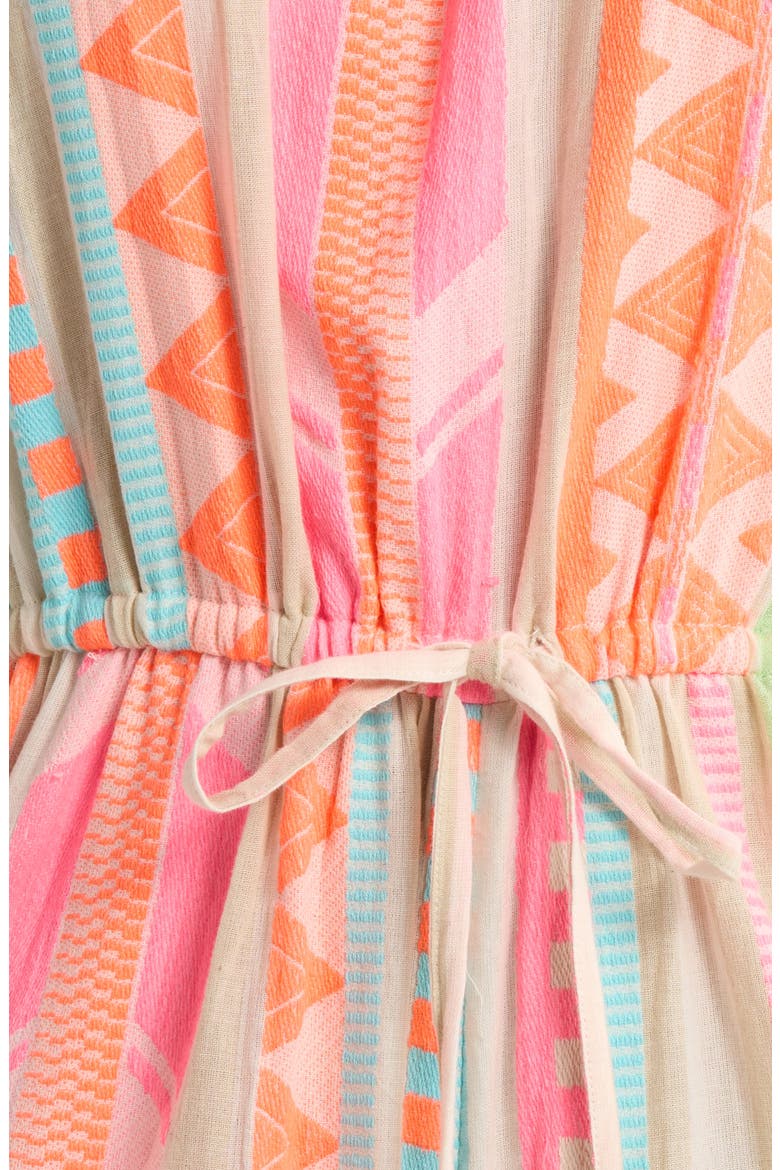 Embroidered Strapless Cover-Up Jumpsuit, Alternate, color, NEON AZTEC