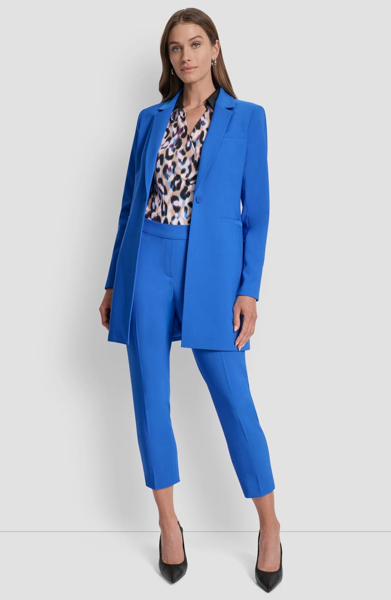 DKNY One Button Longline Blazer, Alternate, color, Cadet Blue