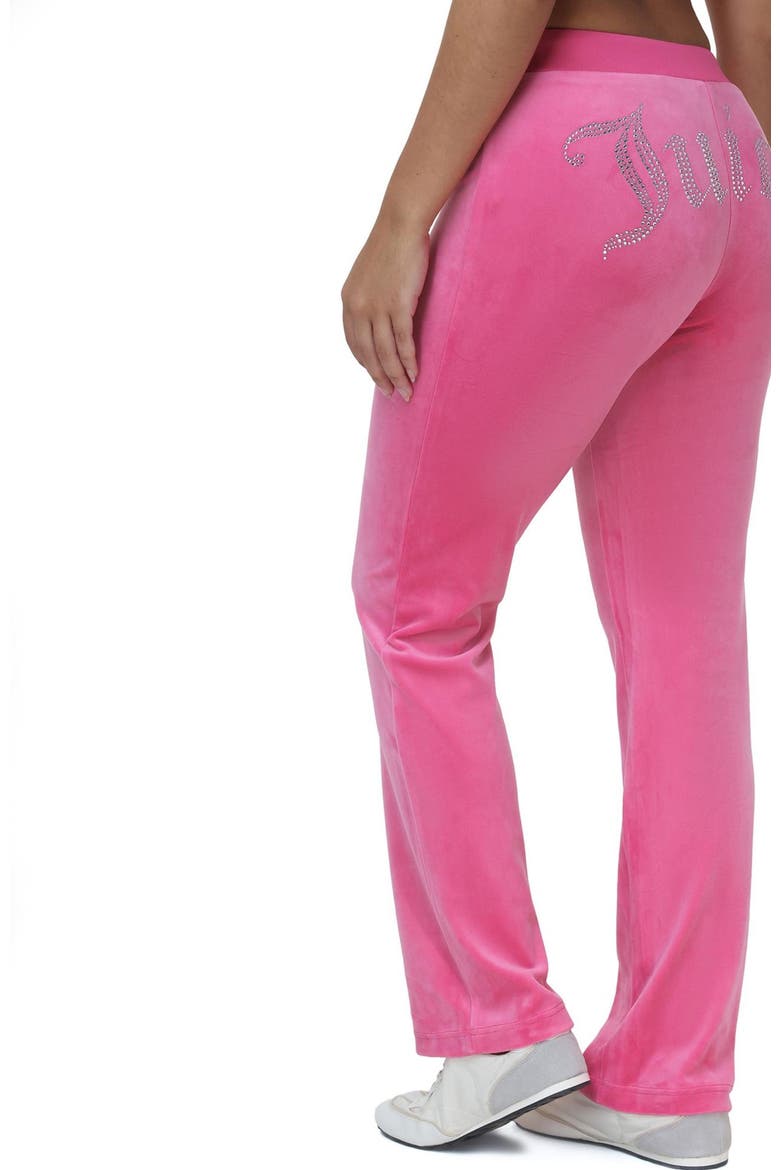 Rib Waist Velour Track Pant, Bubblegum, Alternate, color, BUBBLEGUM